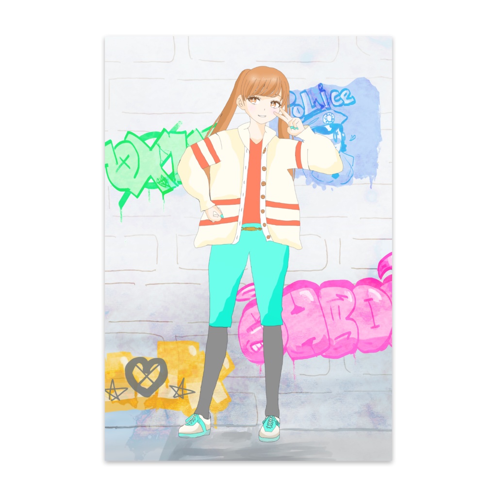 ポストカード女の子イラスト