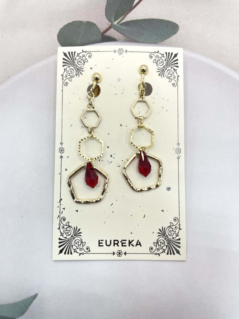 深紅　イヤリング