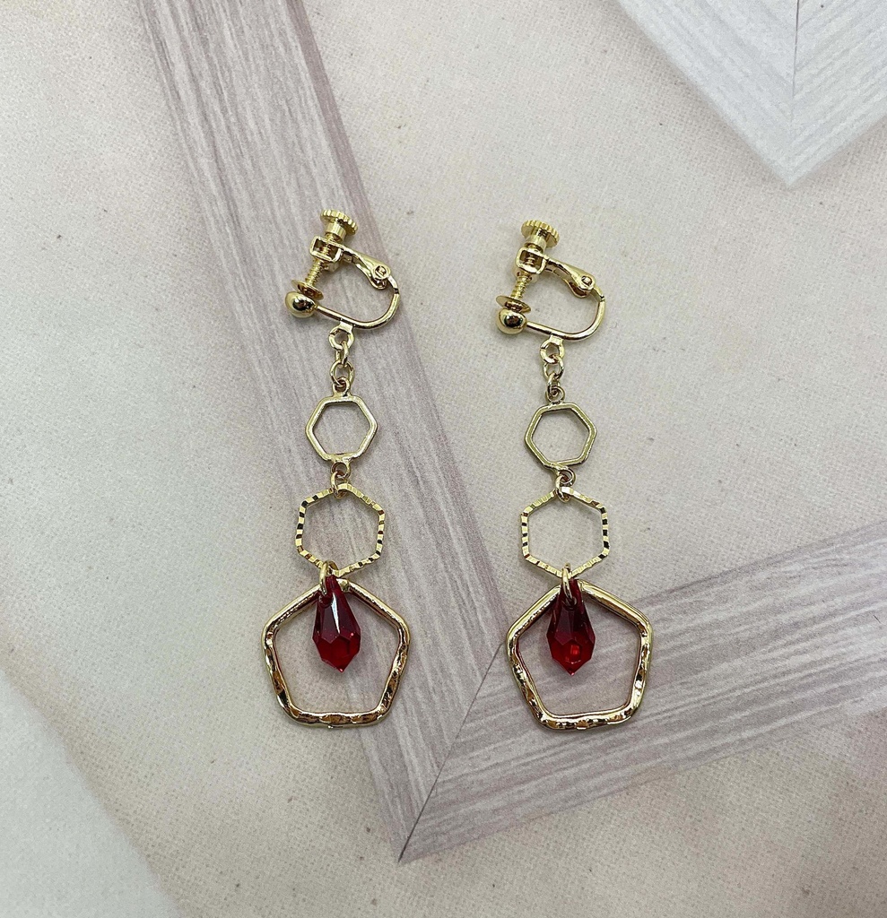 深紅 イヤリング