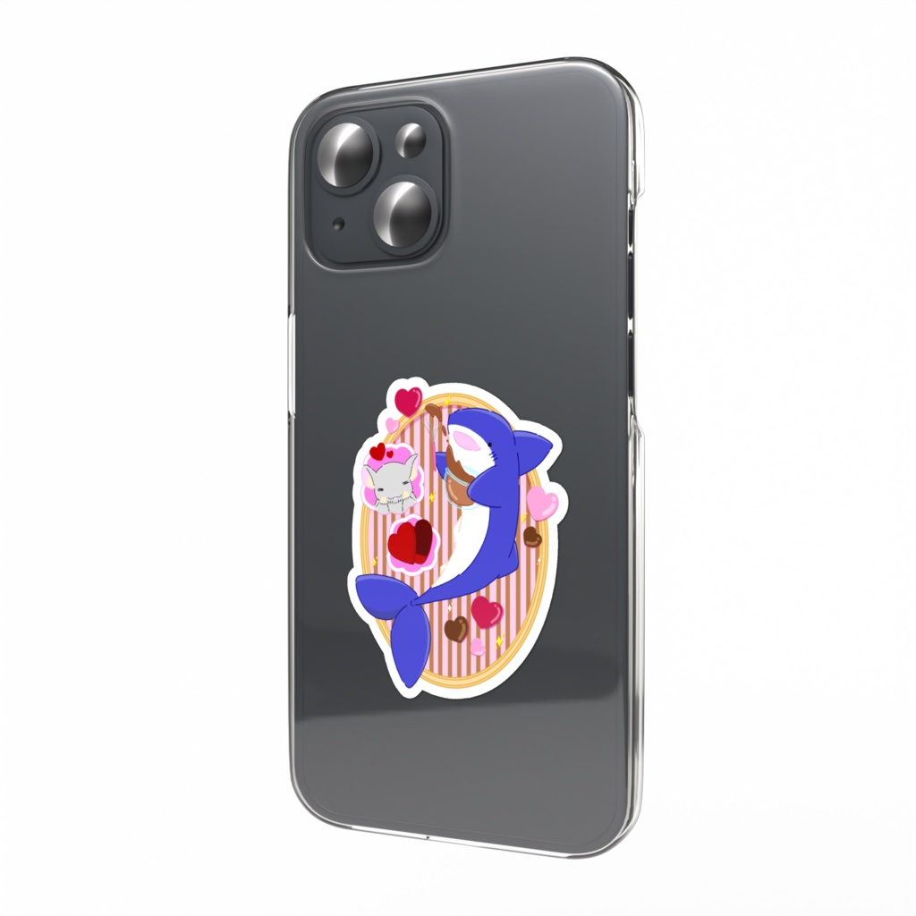 バレンタインなサメのスマホステッカー
