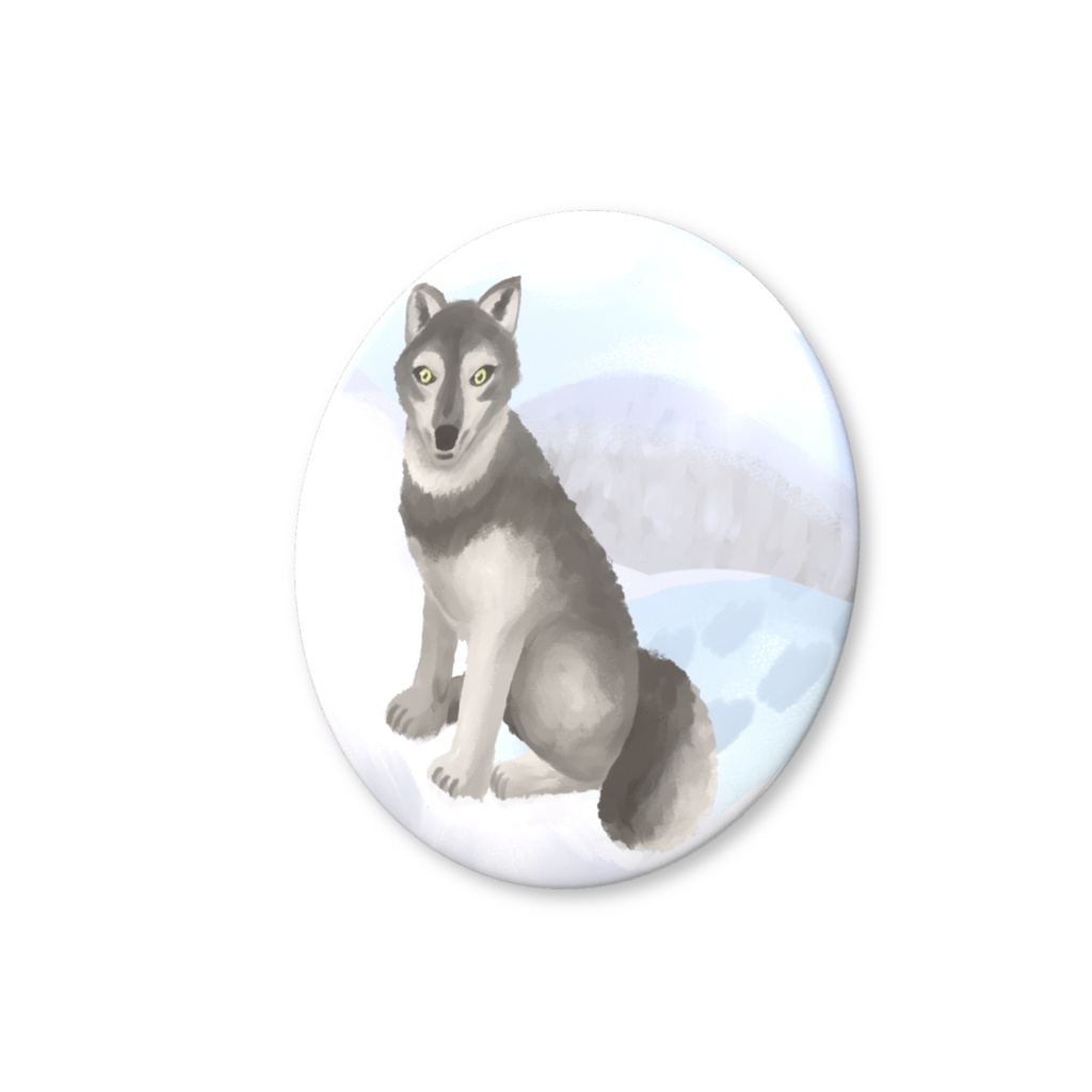 雪山オオカミ缶バッジ