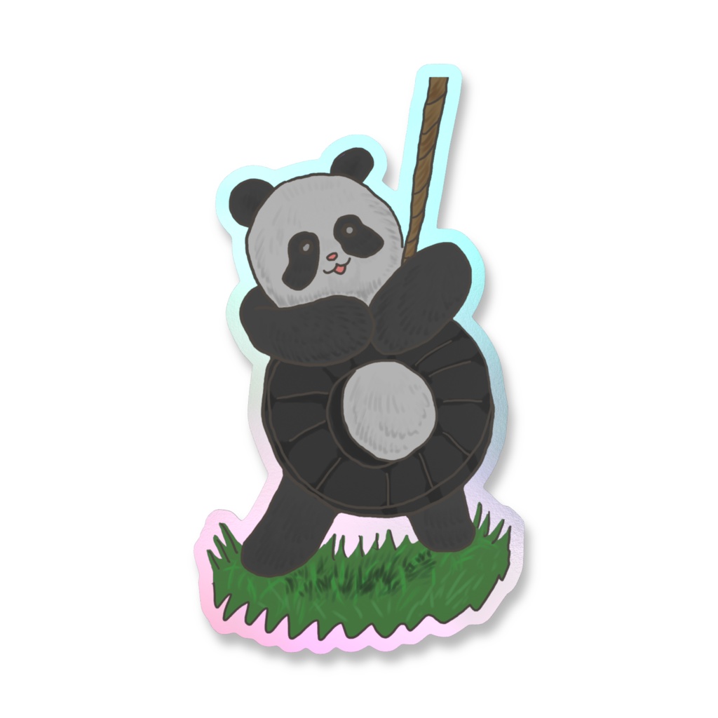 ゆるいパンダステッカー(オーロラスマホステッカー)