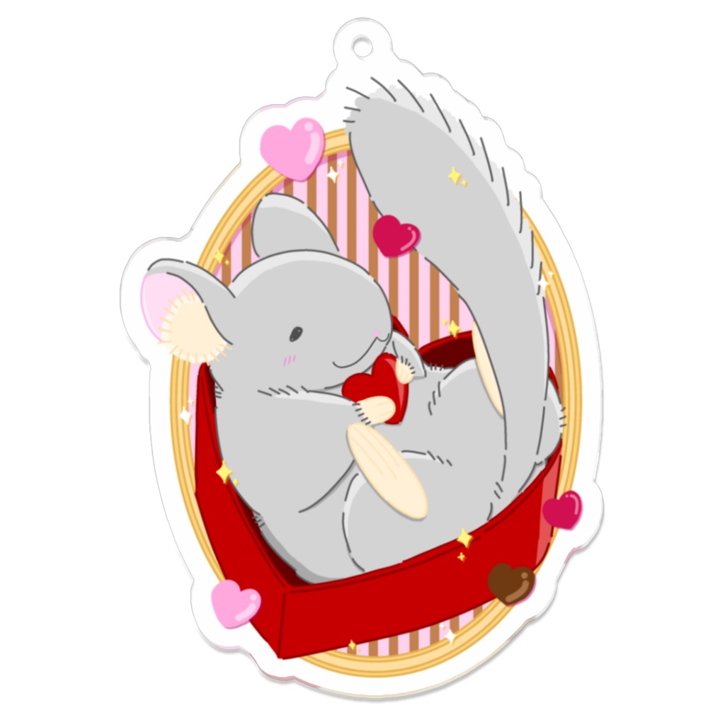 バレンタインなチンチラのアクリルキーホルダー