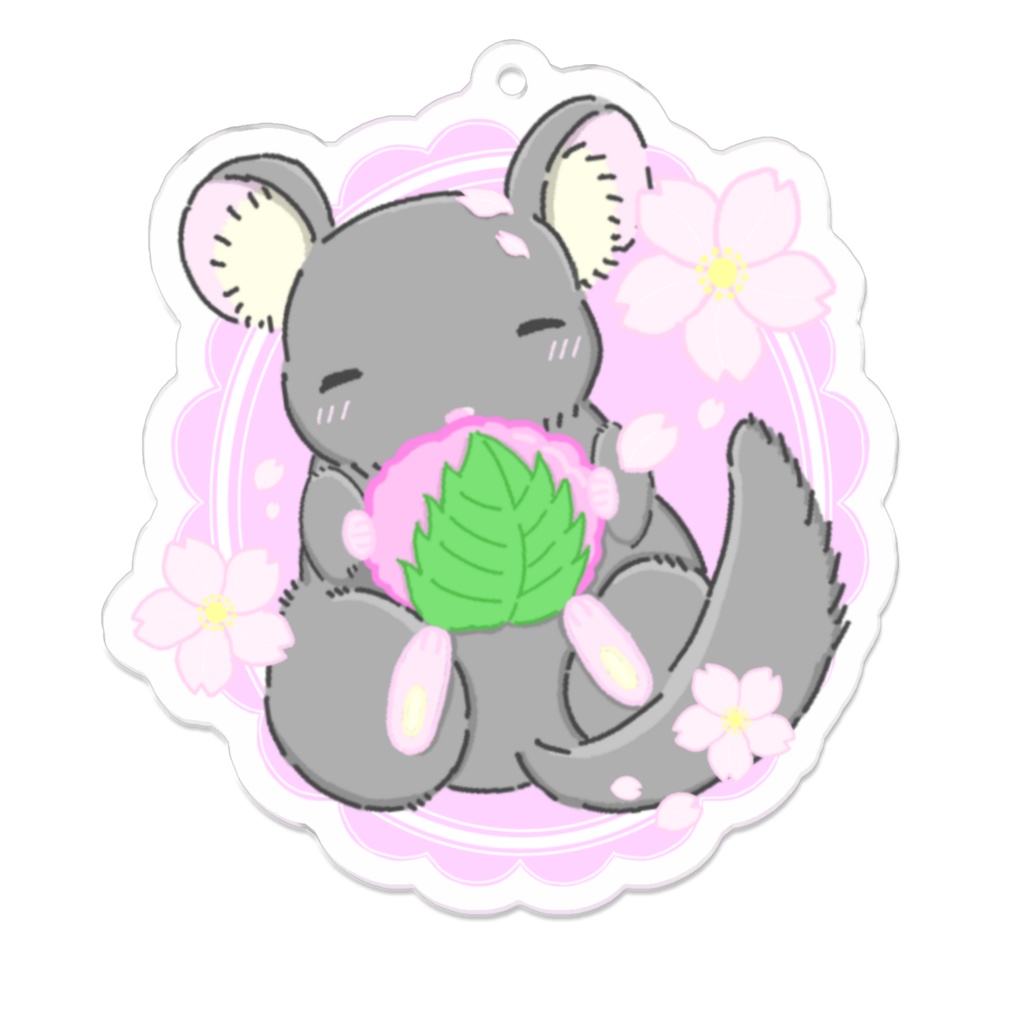 桜餅とチンチラのアクリルキーホルダー