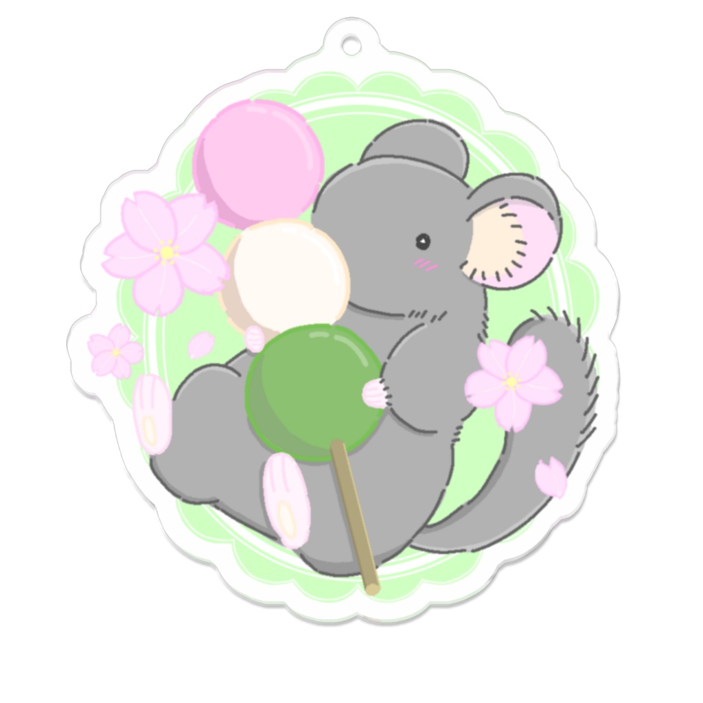 チンチラと三色団子のアクリルキーホルダー