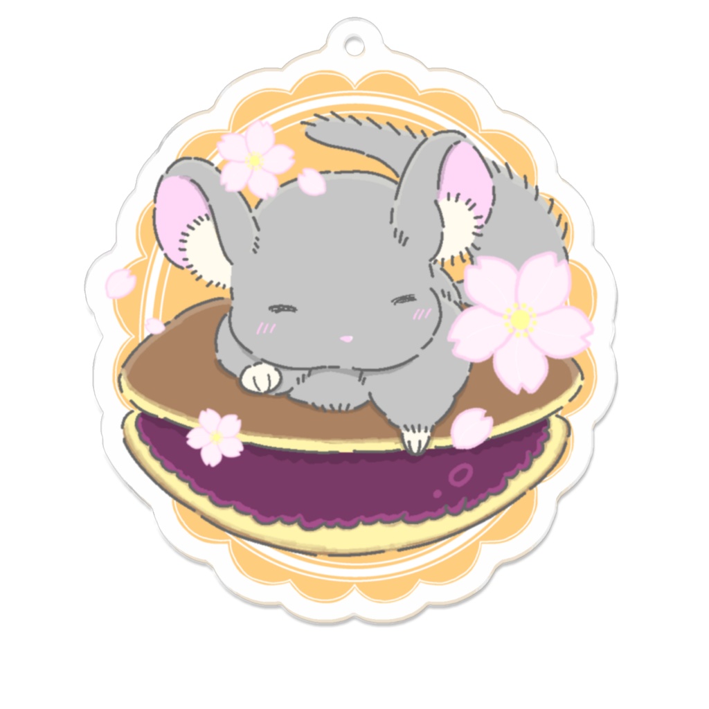 どら焼きとチンチラのアクリルキーホルダー