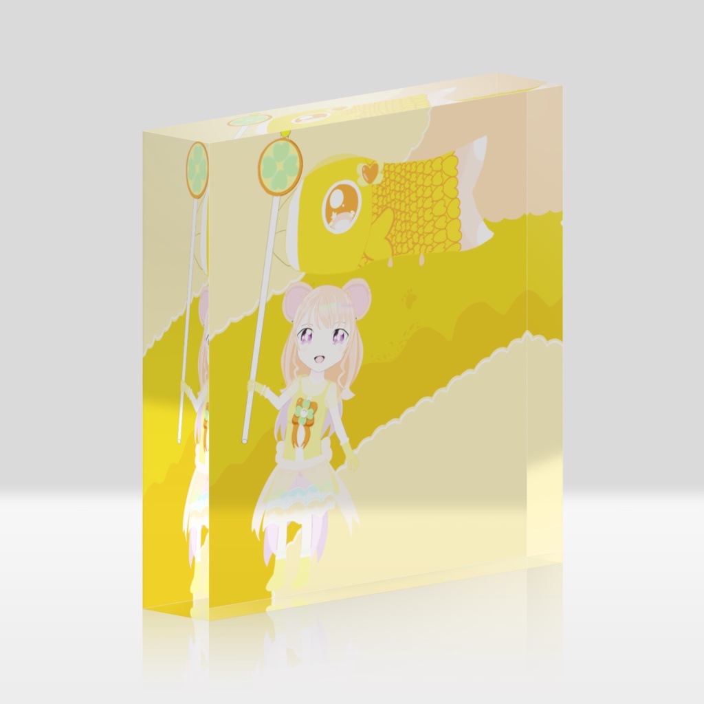 四葉熊と鯉のぼりアクリルブロック