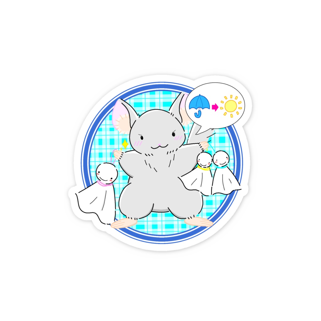 チンチラとてるてる坊主のスマホステッカー