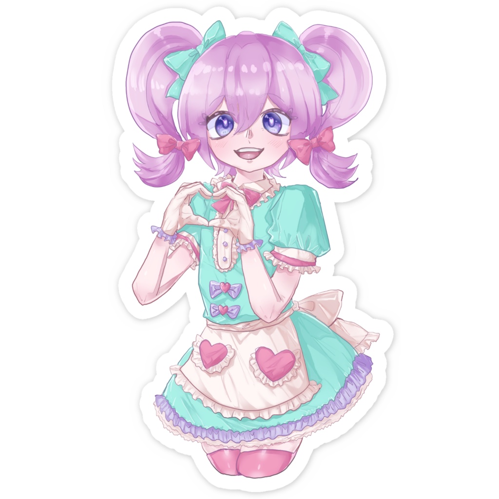 リボンの女の子ステッカー