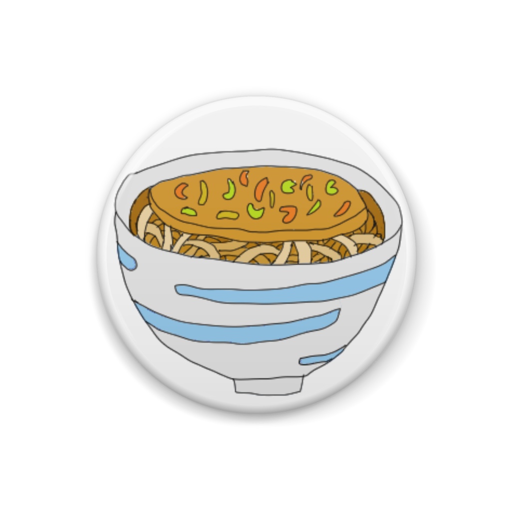 かき揚げうどんのイラスト缶バッジ