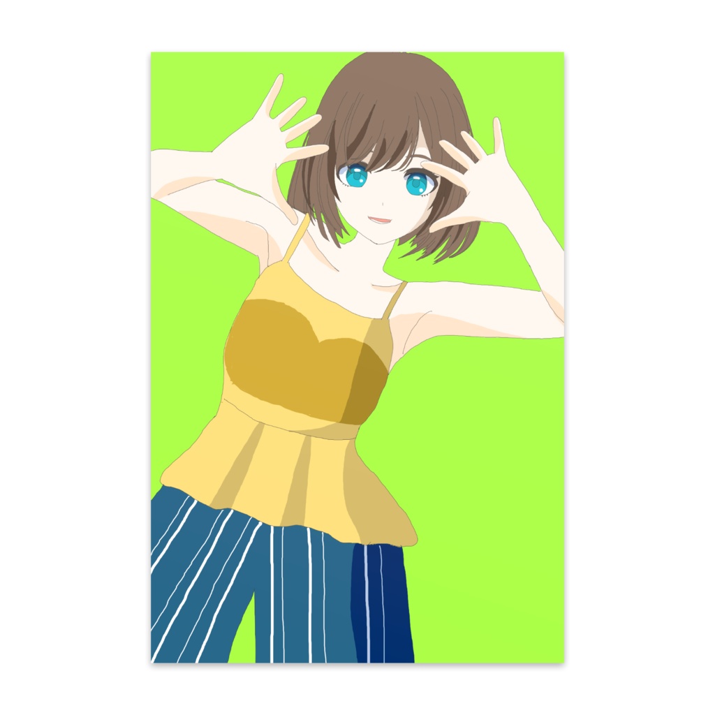 ポストカード女の子イラスト