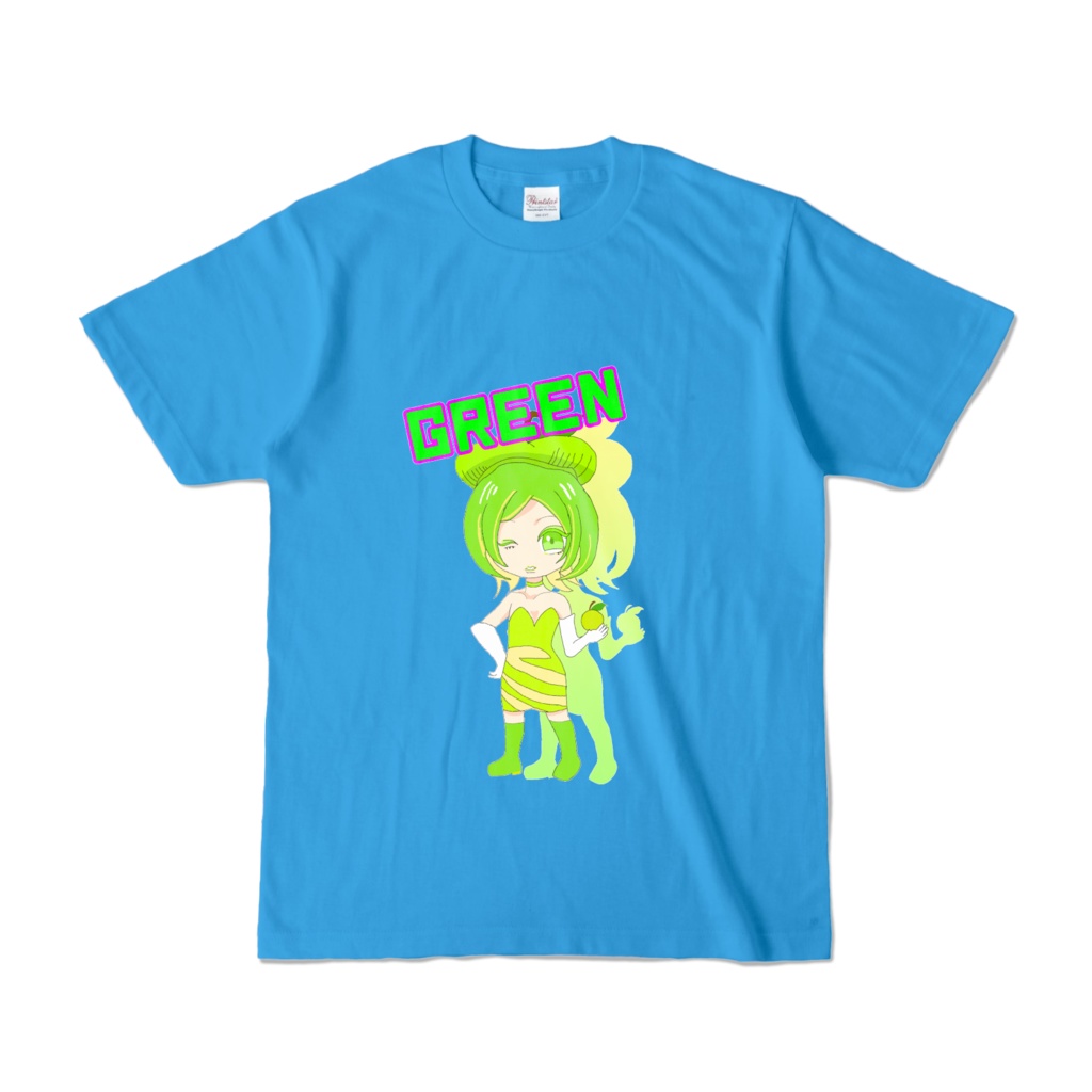 カラーTシャツ青リンゴちゃんイラスト
