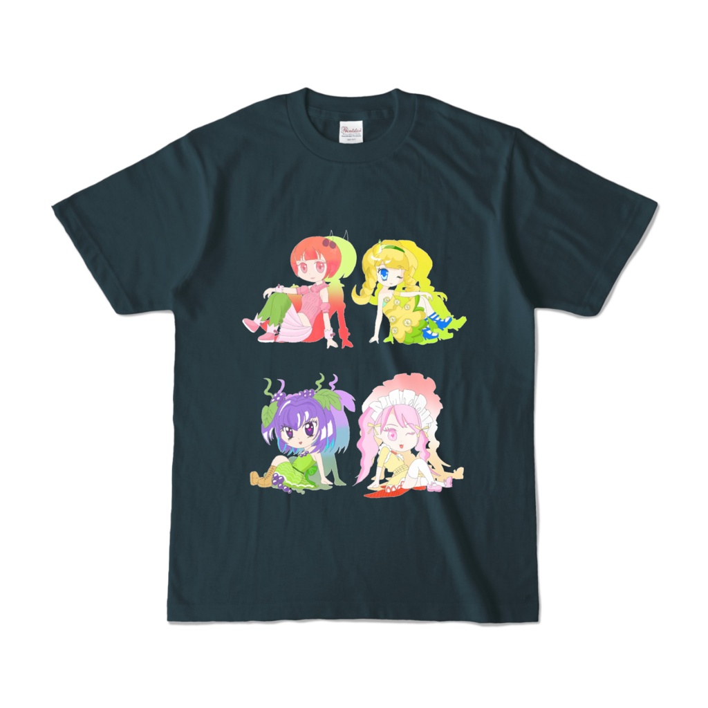 カラーTシャツフルーツまとめイラスト