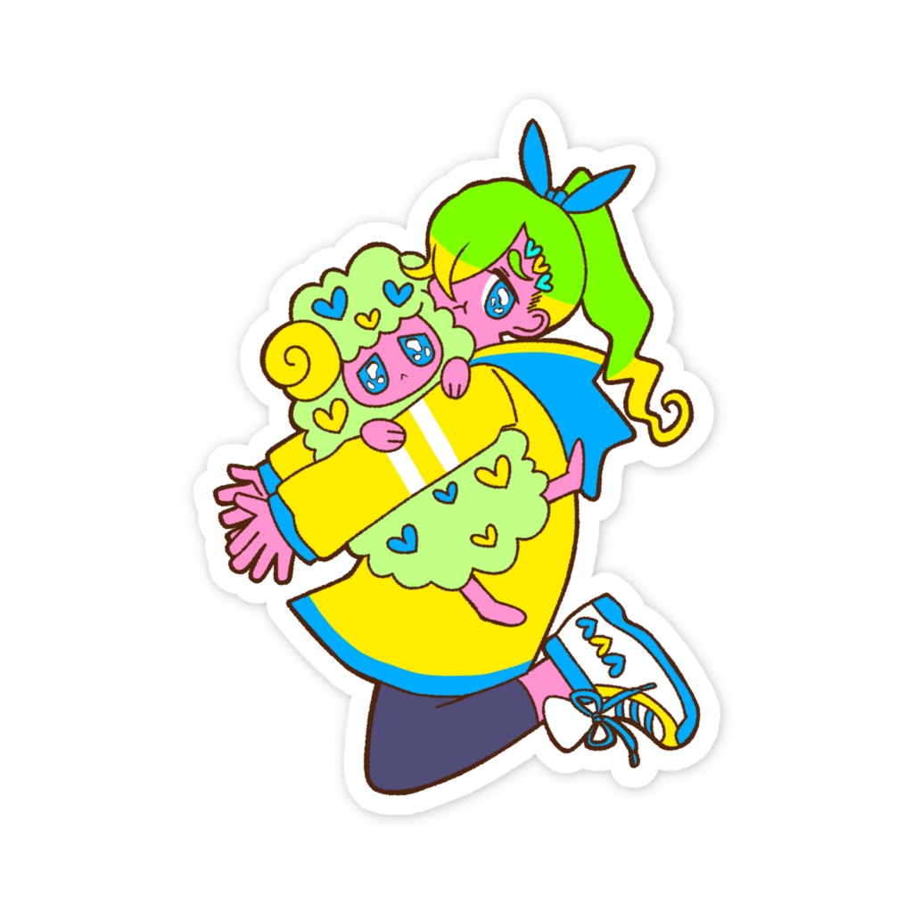 羊をぎゅっ
