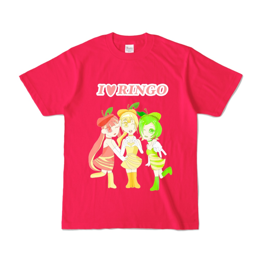 カラーTシャツリンゴ3人娘イラスト