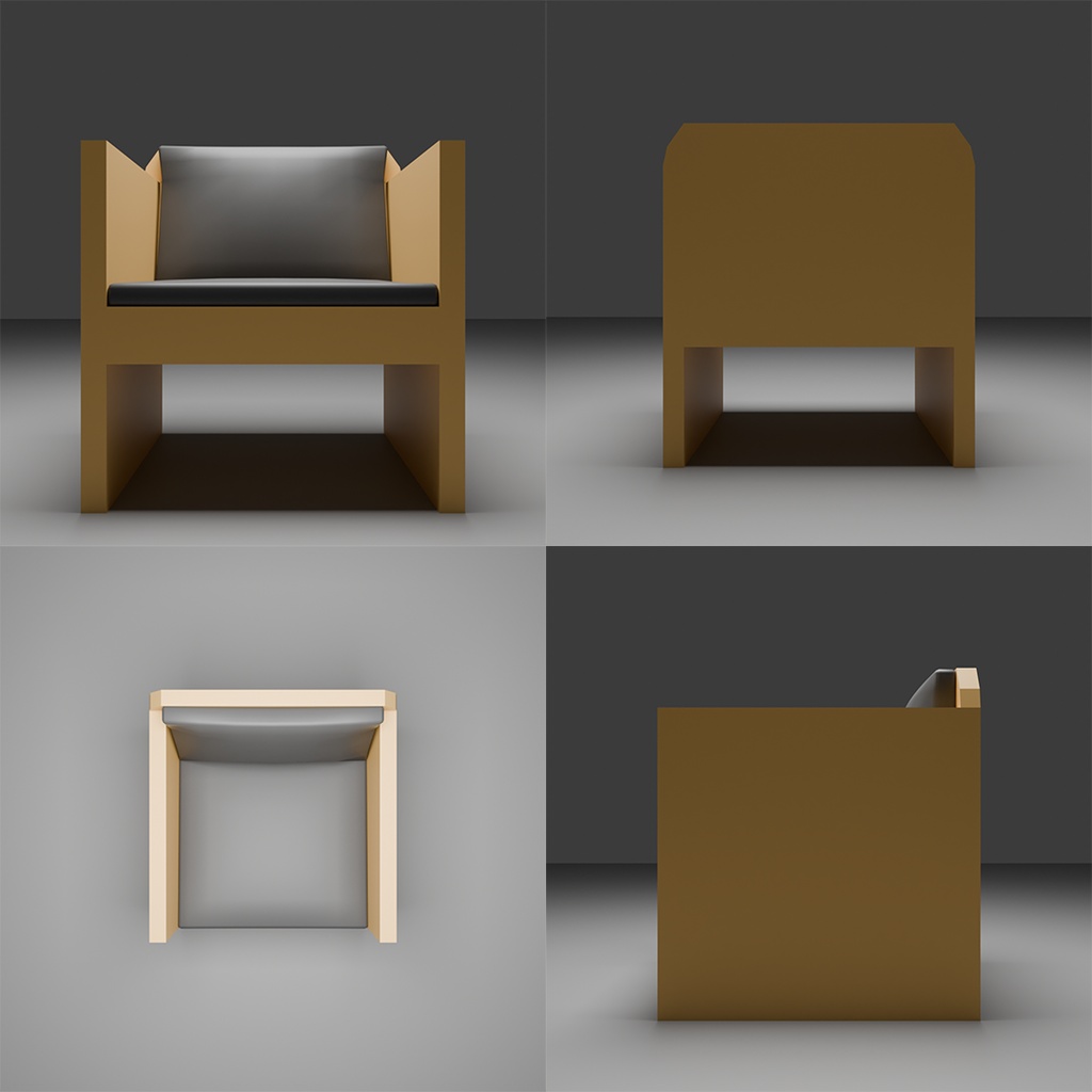 【3D】カフェ家具セット