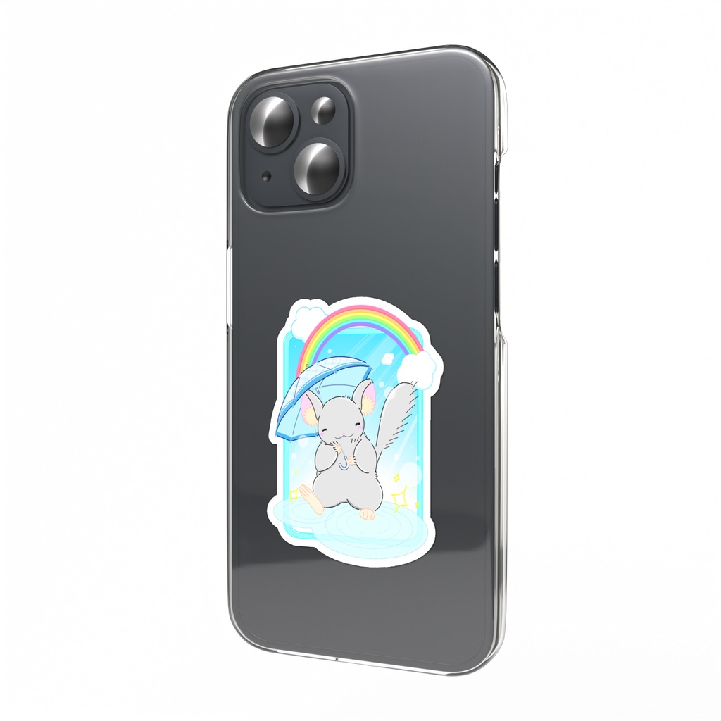 たのしい雨上がりのチンチラのスマホステッカー