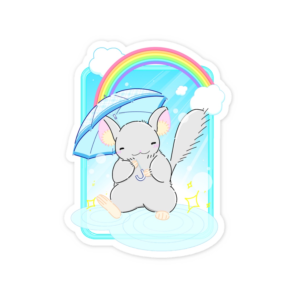 たのしい雨上がりのチンチラのスマホステッカー