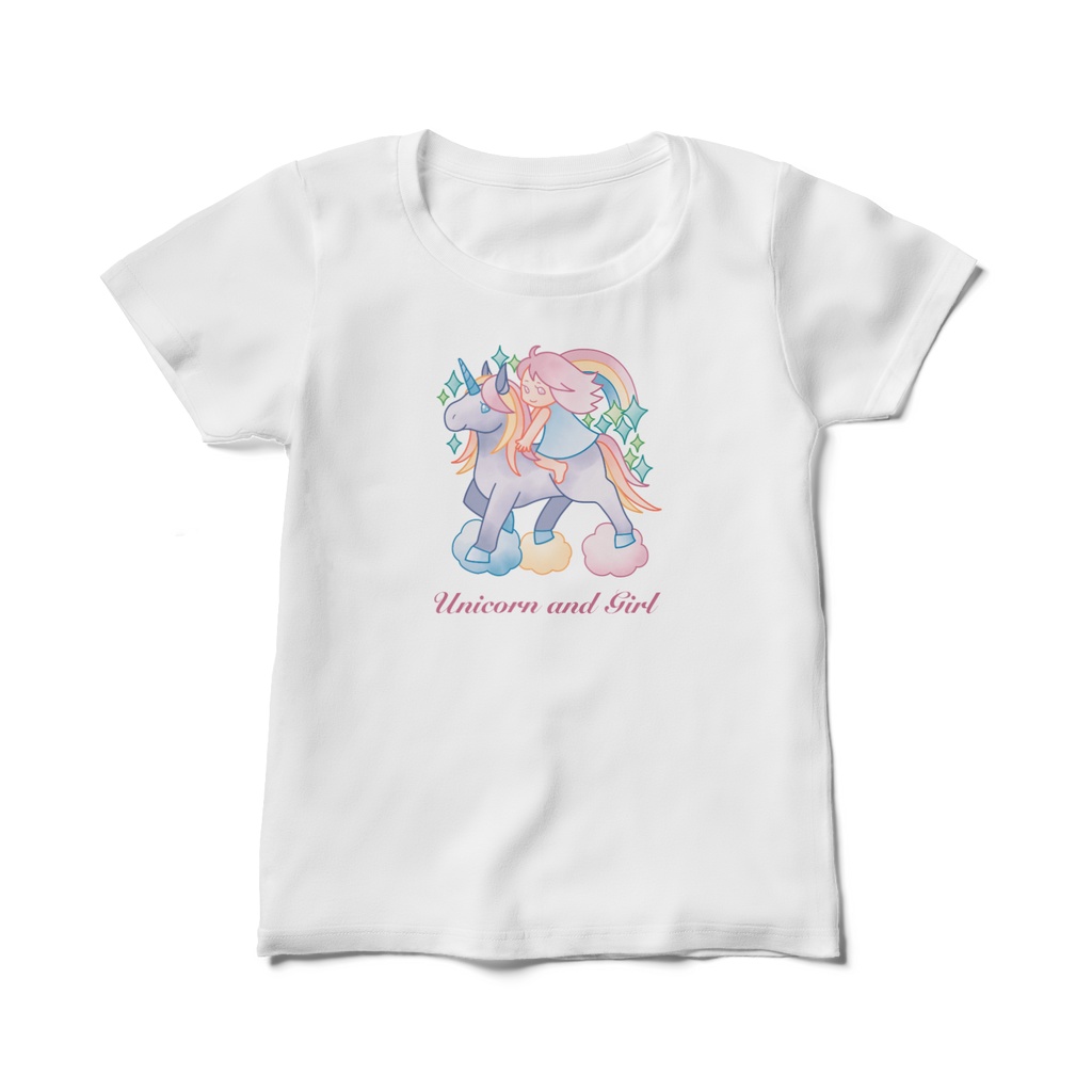ユニコーンと少女のTシャツ