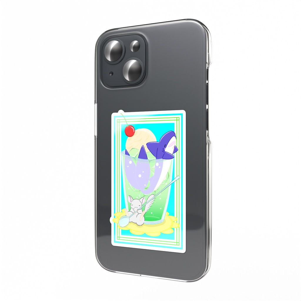 メロンソーダでまったりなサメとチンチラのスマホステッカー