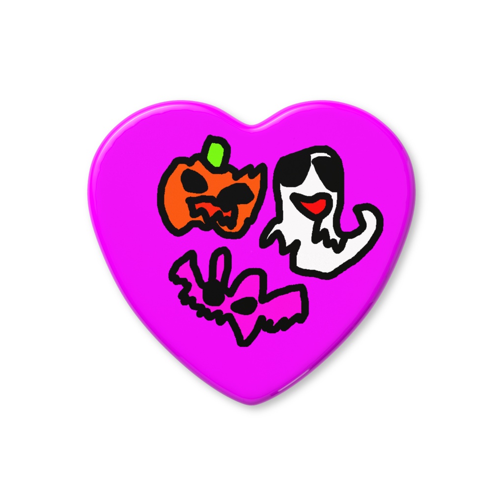 ハロウィン　ハート缶バッジ