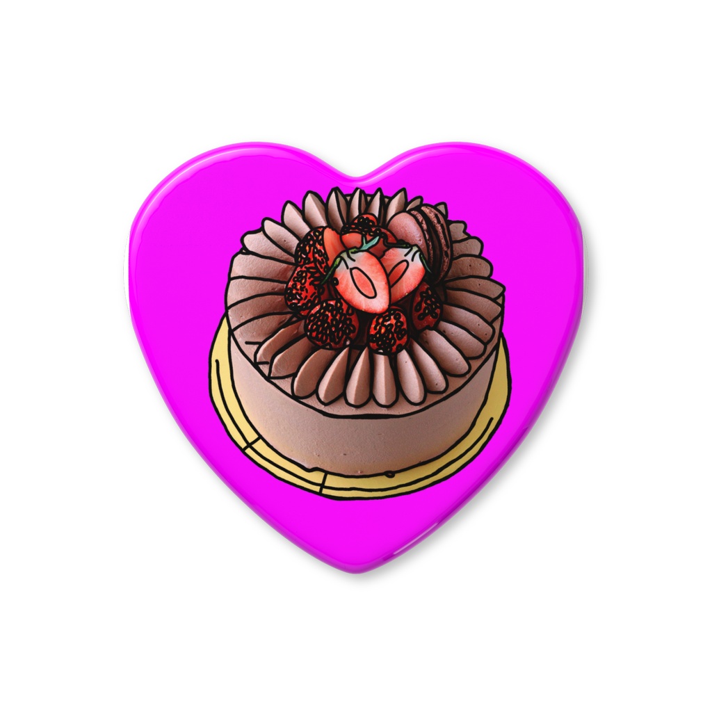 チョコケーキ　ハート缶バッジ