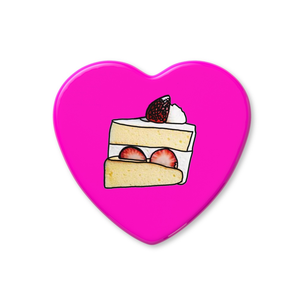 ショートケーキ ハート缶バッジ