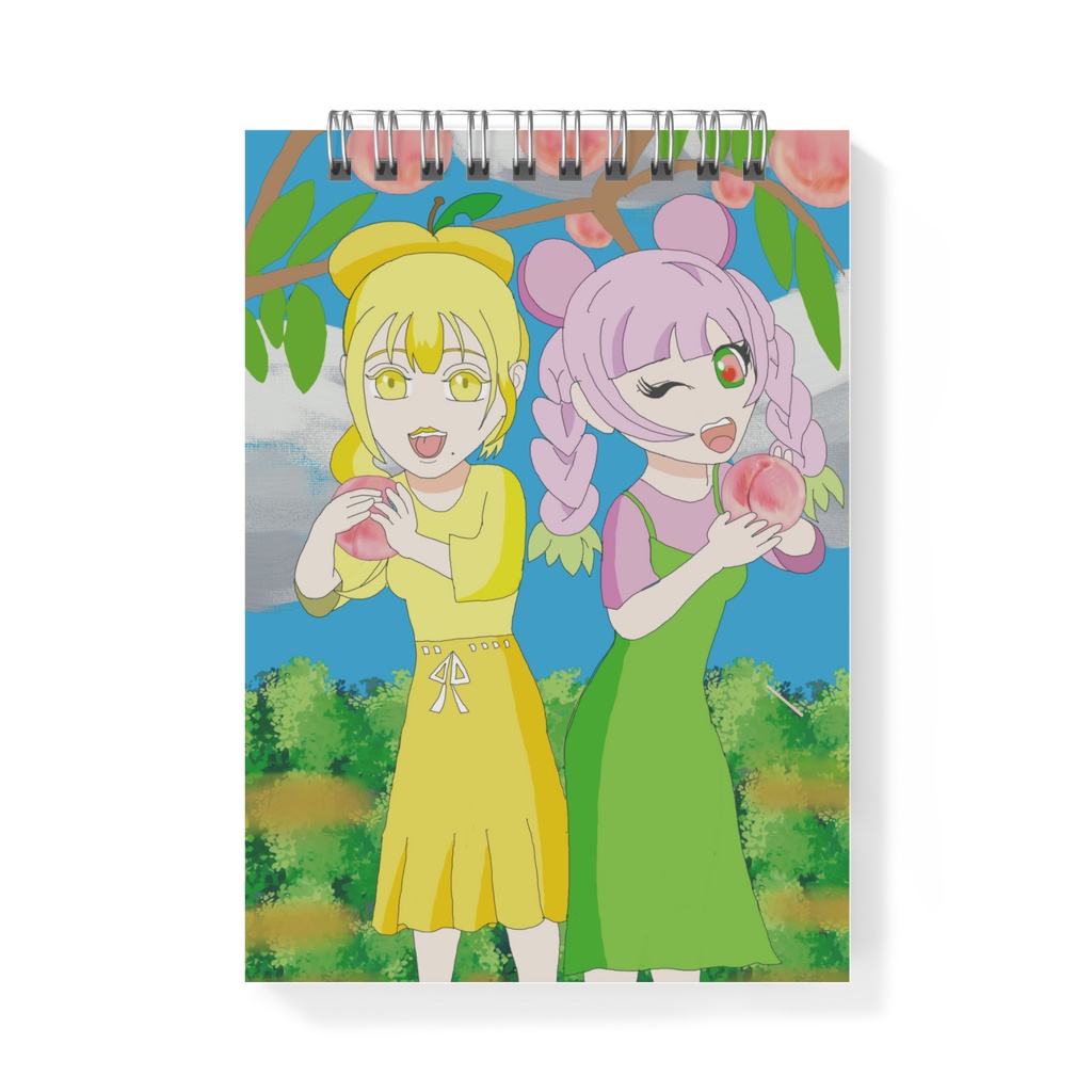 メモ帳桃狩りイラスト