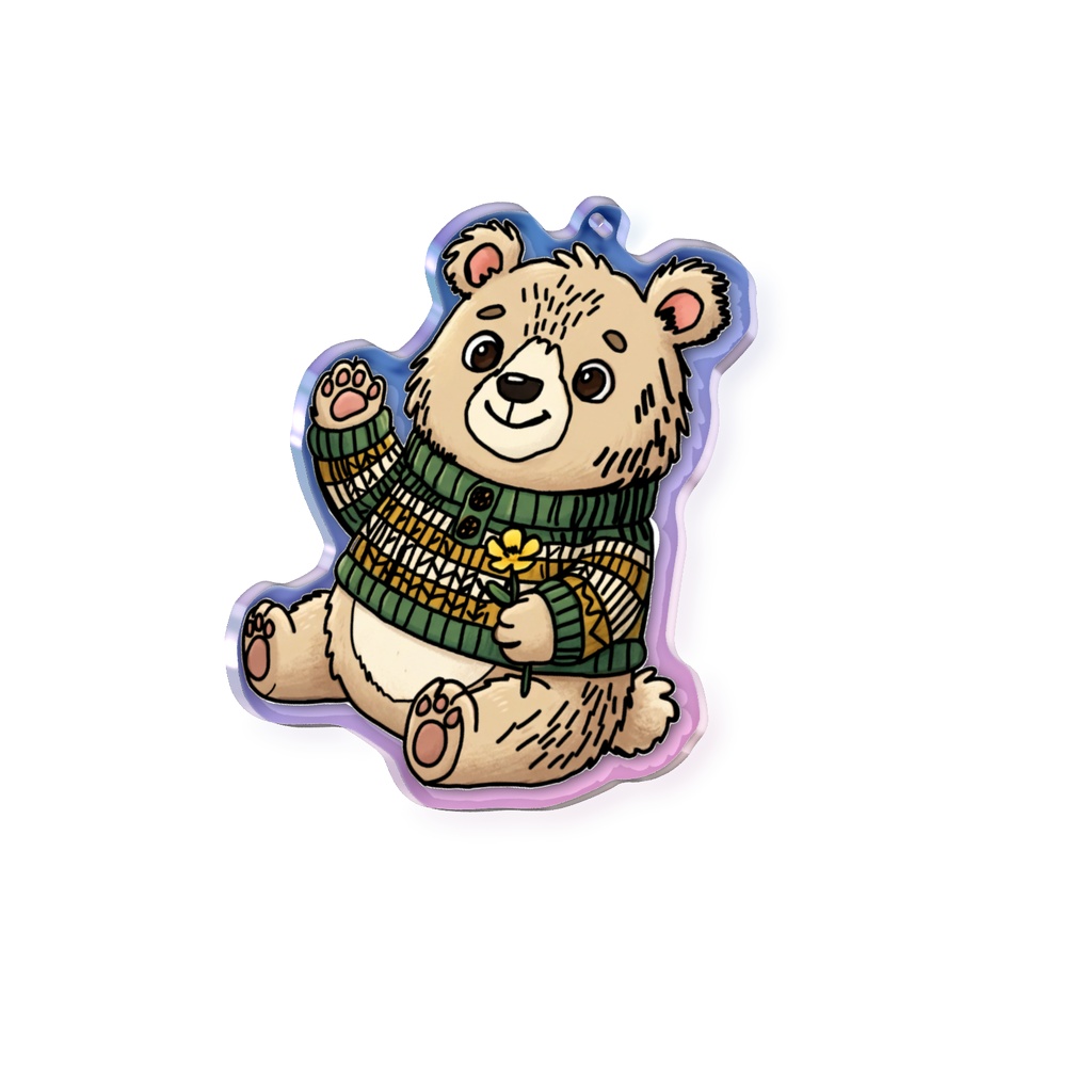 かわいいクマさん　オーロラアクリルキーホルダー