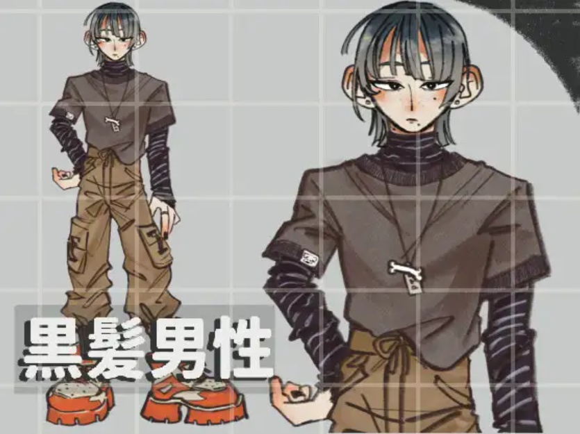 黒髪男性 表情差分10種