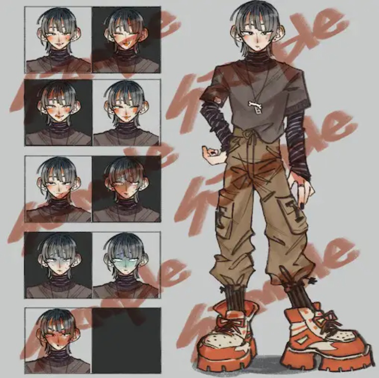 黒髪男性 表情差分10種