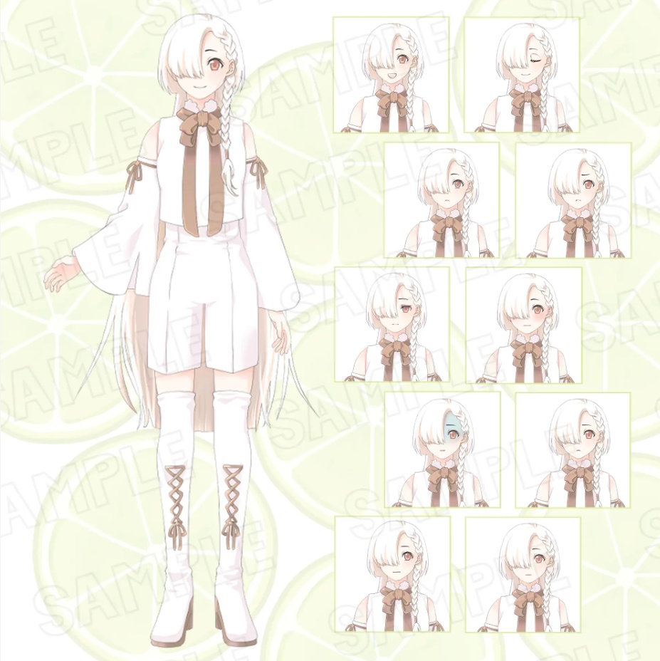 女の子 全身立ち絵_表情差分10種