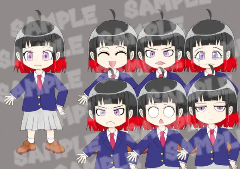 女の子 全身立ち絵_表情差分7種