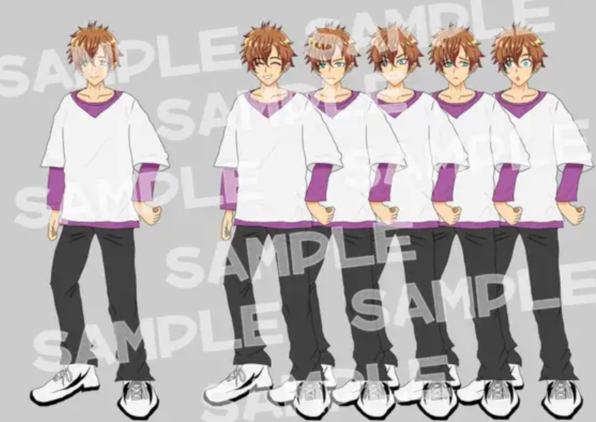男の子 全身立ち絵_表情差分6種
