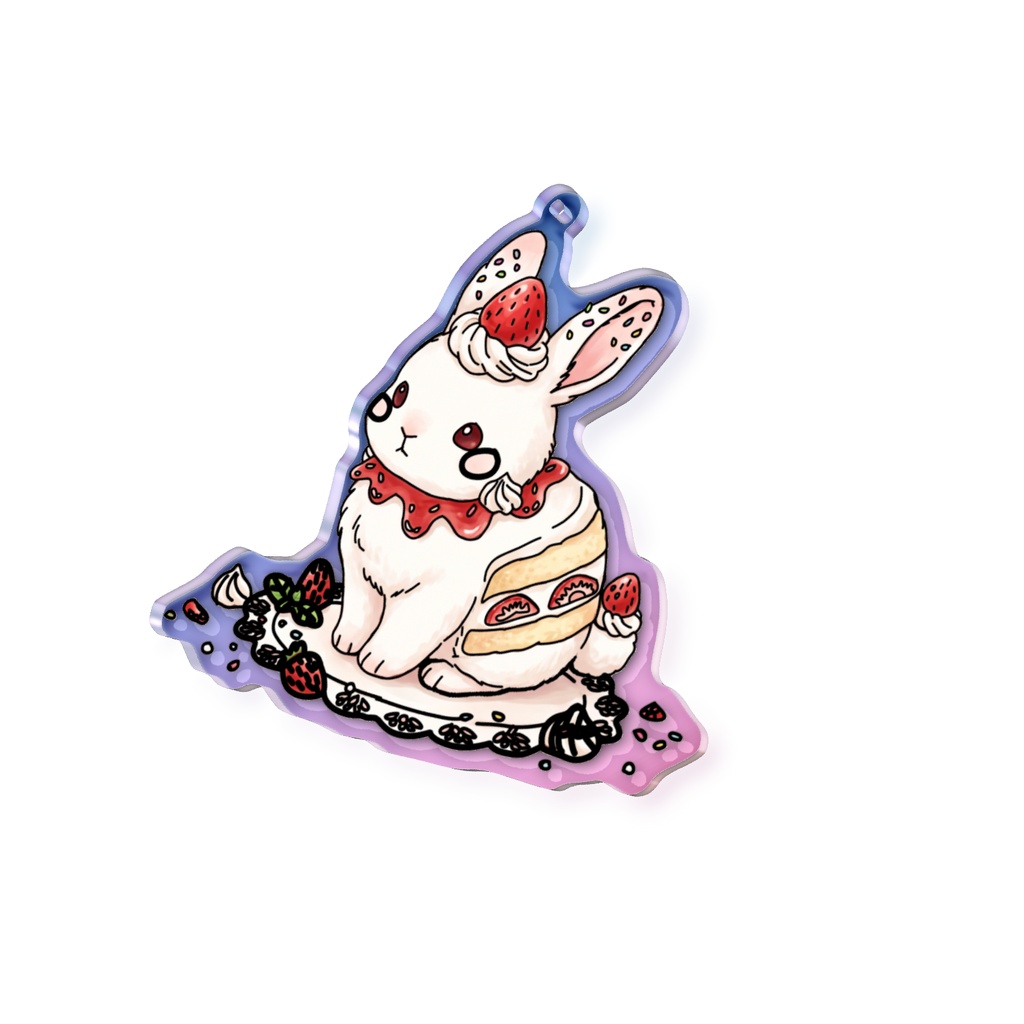 ケーキのうさぎさん オーロラアクリルキーホルダー