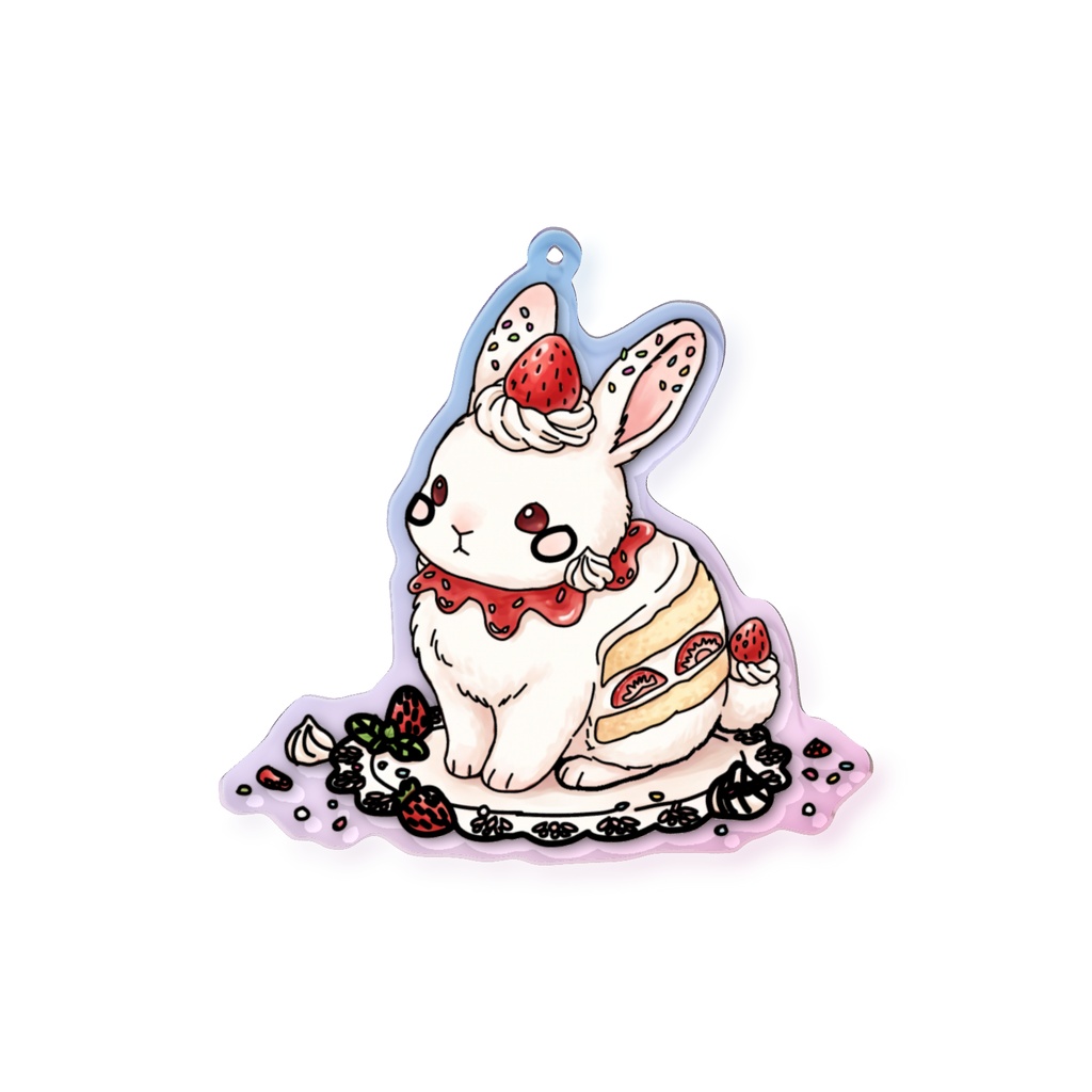 ケーキのうさぎさん オーロラアクリルキーホルダー