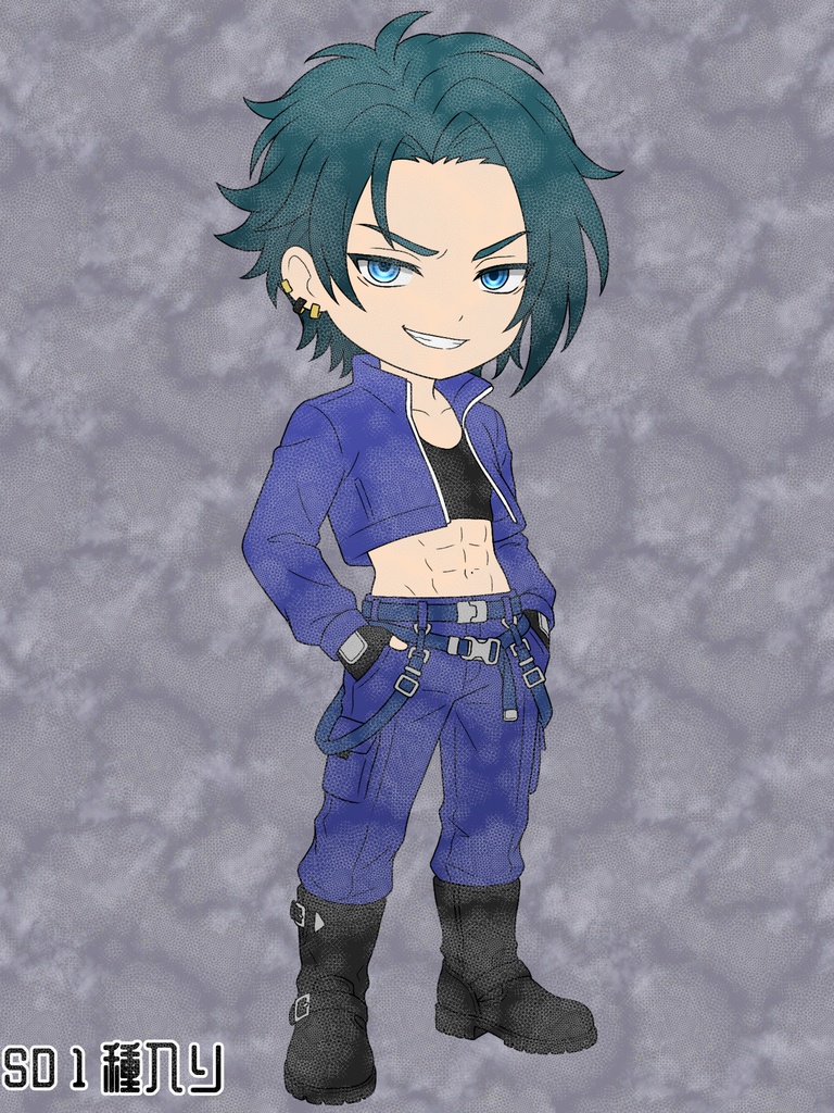【無料有り】TRPG立ち絵|現代男性|クール系・アウトロー風|表情7種+SD付き