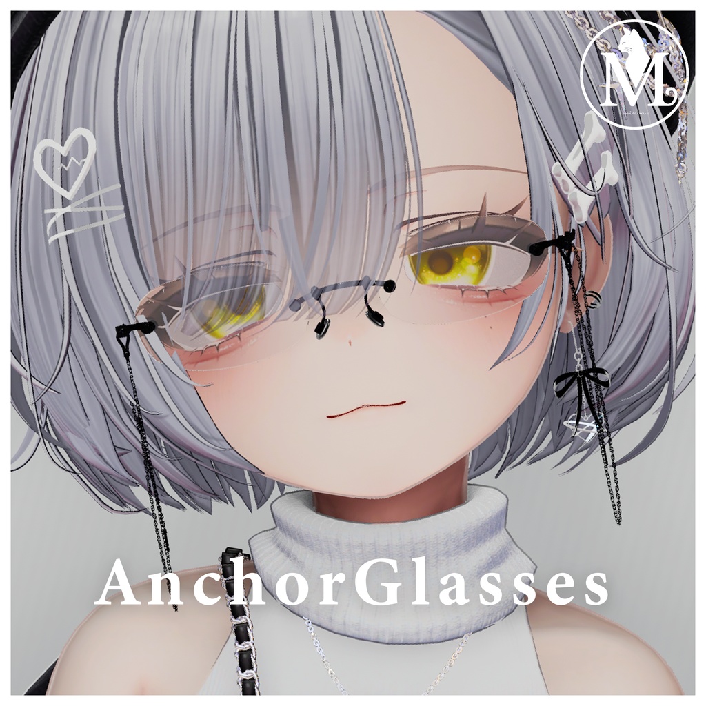 【調整シェイプキーあり】AnchorGlasses メガネアクセサリー