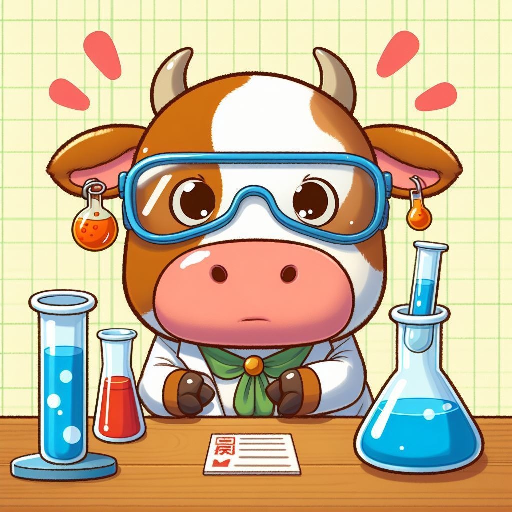 実験する動物キャラクター素材セット【うし】 Vol.1(10枚組)