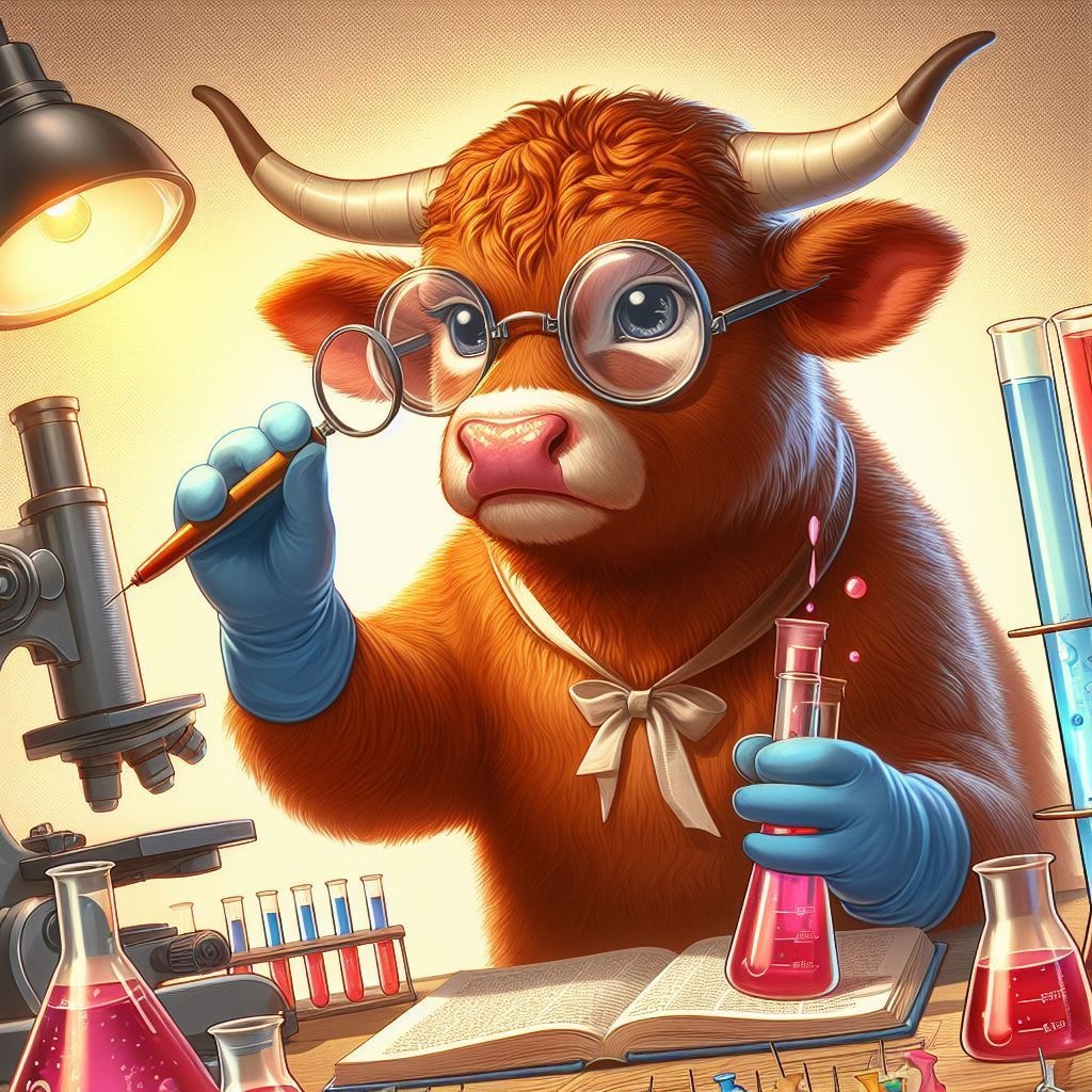 実験する動物キャラクター素材セット【うし】 Vol.1(10枚組)