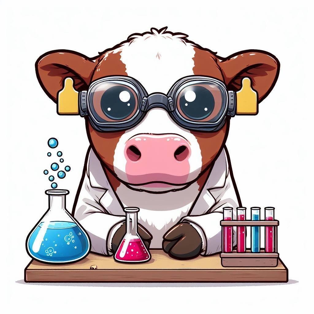 実験する動物キャラクター素材セット【うし】 Vol.1(10枚組)