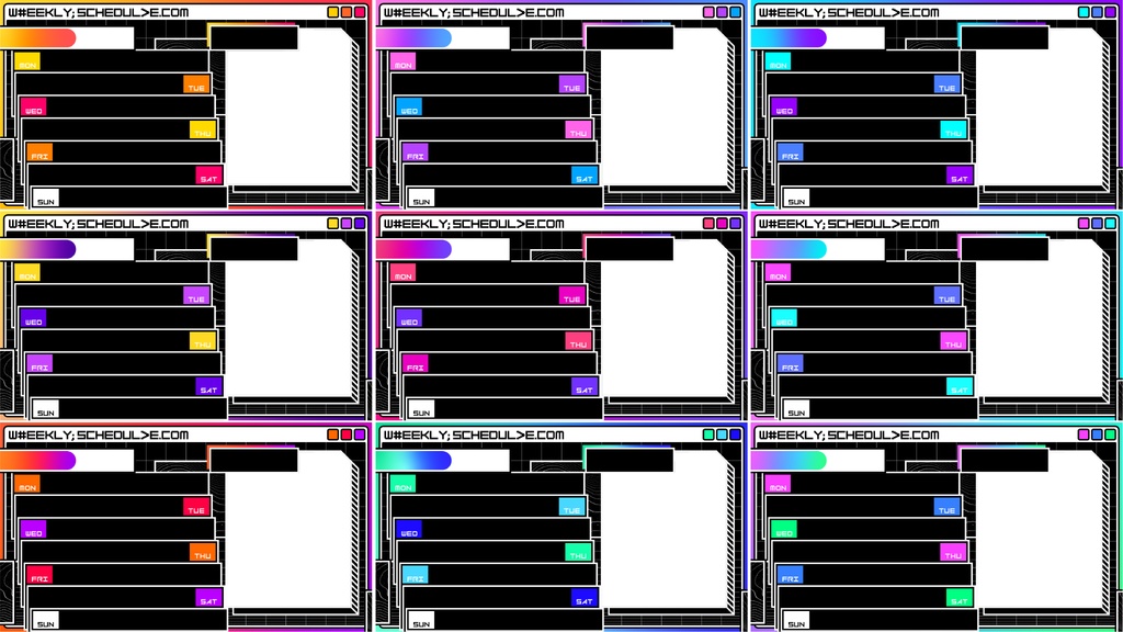 【無料Vtuber素材】ヴェイパーウェイヴ風スケジュール表【9種類】