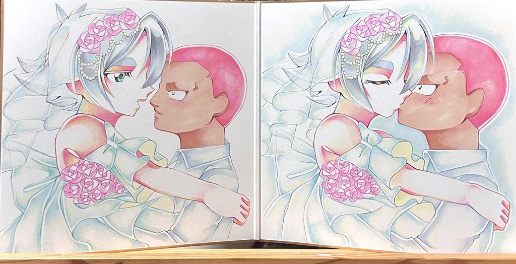 2つ折り色紙(吹染)