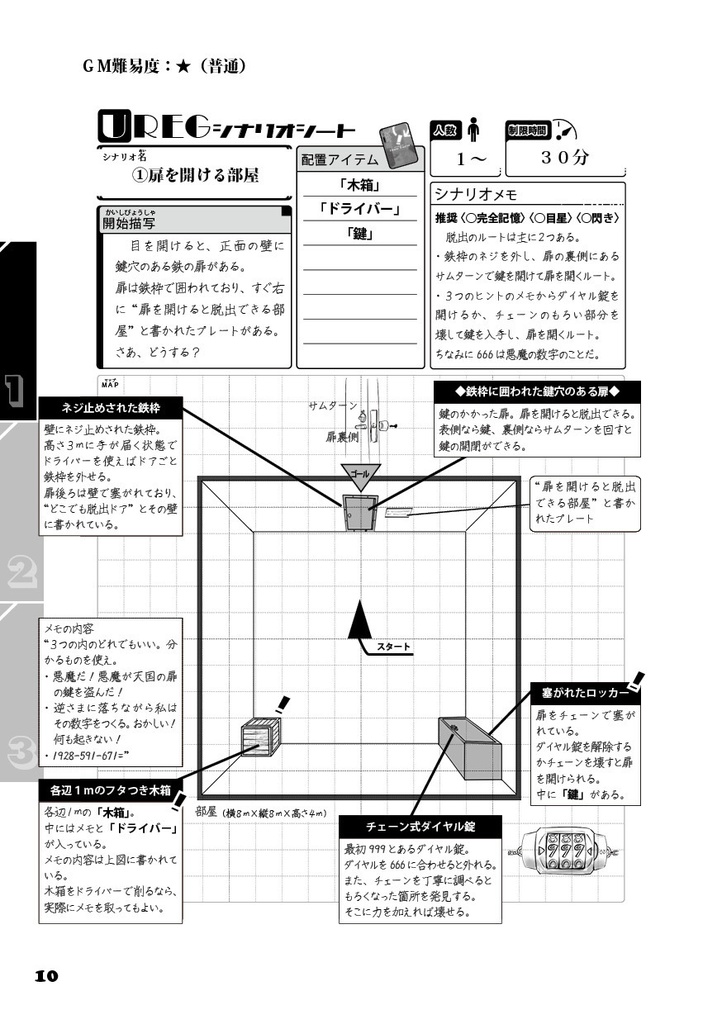 UREG(アレグ)〇〇すると、出られる部屋1・2・3【TRPG風協力脱出ゲーム Un Realistic Escape Game】