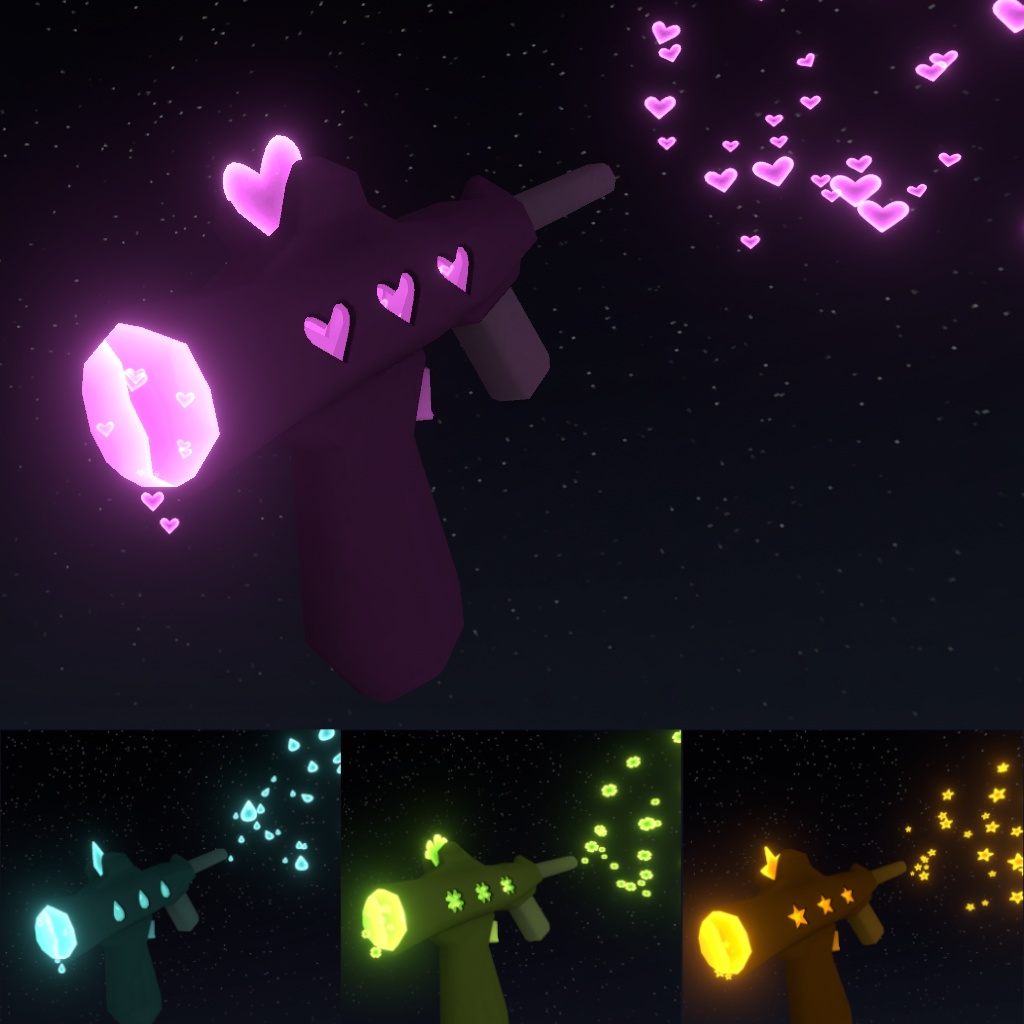 [vrchat udon] 4x particle blaster for sdk3 worlds (formerly lovegun)