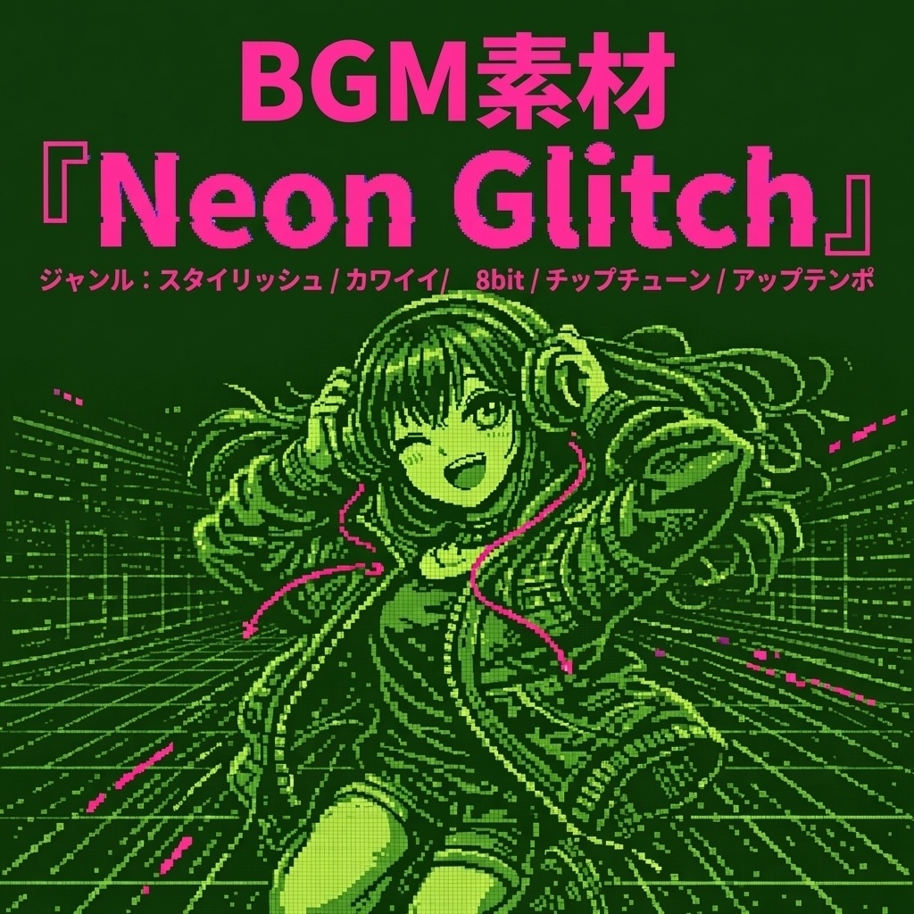 【〇〇してみた系 / ダイジェスト / オープニングBGM】『Neon Glitch』スタイリッシュで疾走感のある8bitビート｜商用利用可