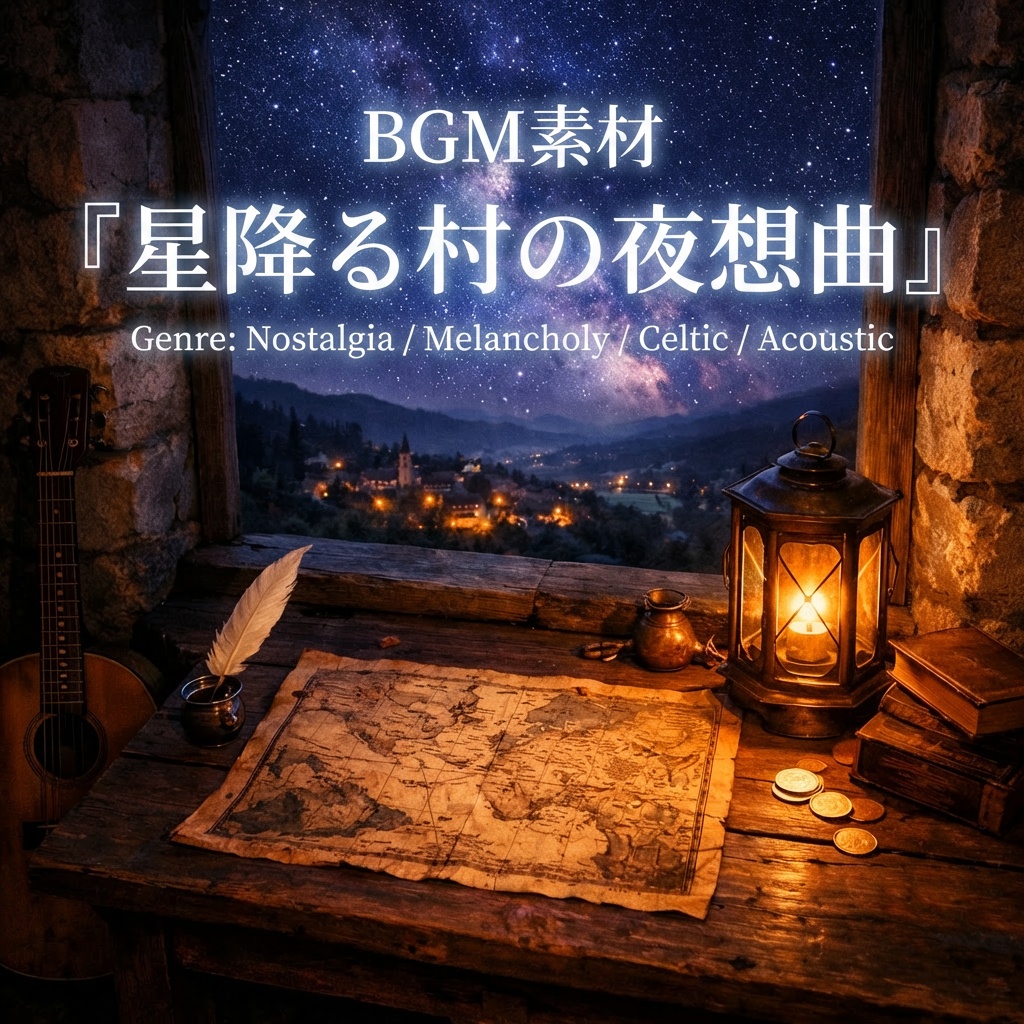 【ケルト / 中世ファンタジー / 癒やし / 回想】『星降る村の夜想曲』哀愁と癒やしのアコースティック・ケルト｜商用利用可