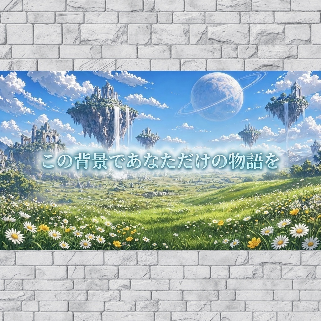 【環境音付き!動く配信背景】異世界ファンタジー 浮遊島のテラス ループ動画+自由に置けるカスタマイズ小物20点セット!【VTuber/TRPG】