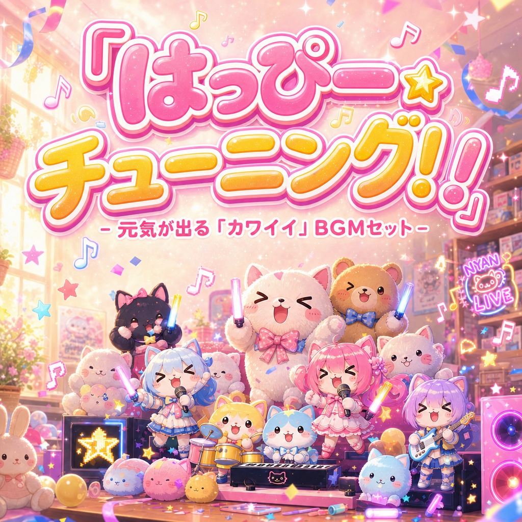【BGM素材集】『はっぴー☆チューニング！！』- 元気が出る「カワイイ」BGMセット -｜商用利用可