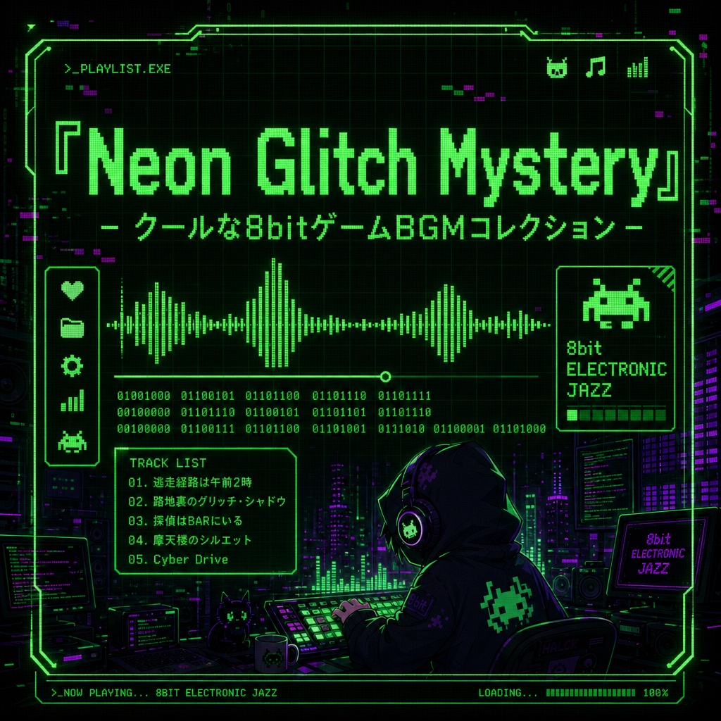 【BGM素材集】『Neon Glitch Mystery』 - クールな8bitゲームBGMコレクション -｜商用利用可